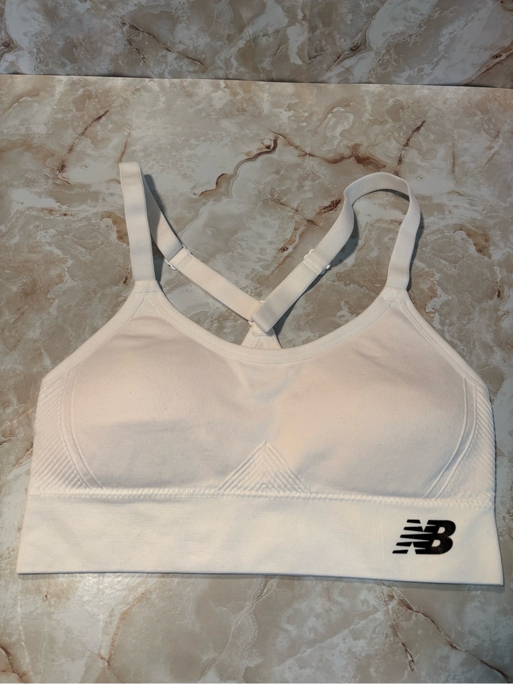 New Balance White Seamless Light-Support Sports Bra